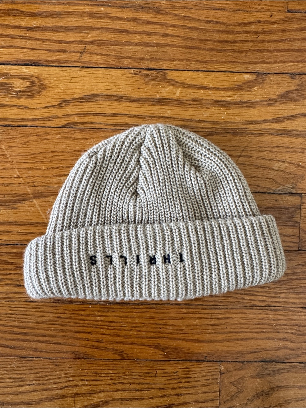Thrills Beige Knit Cuffed Beanie